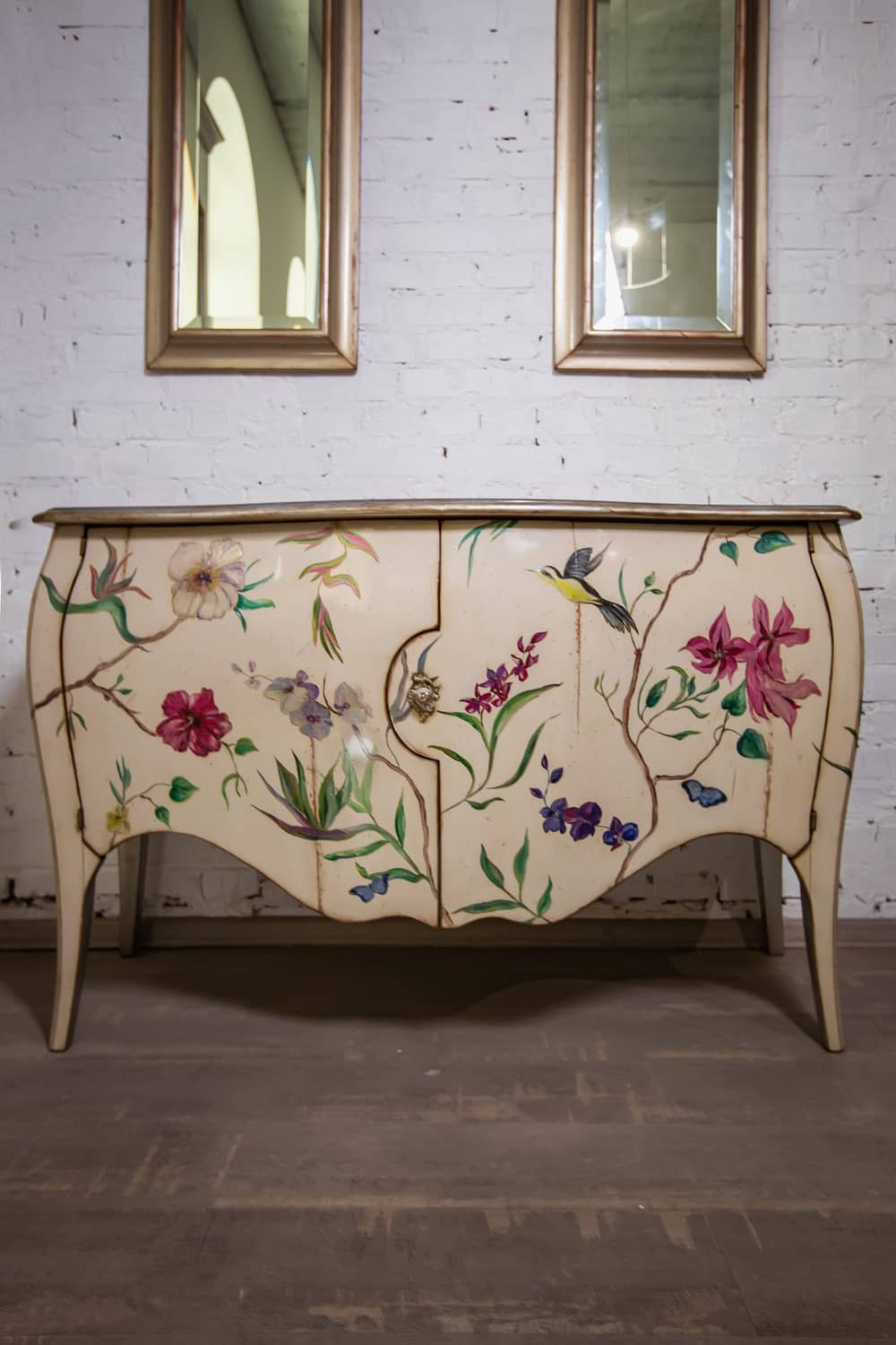 Wooden Louis XV style sideboard with painting