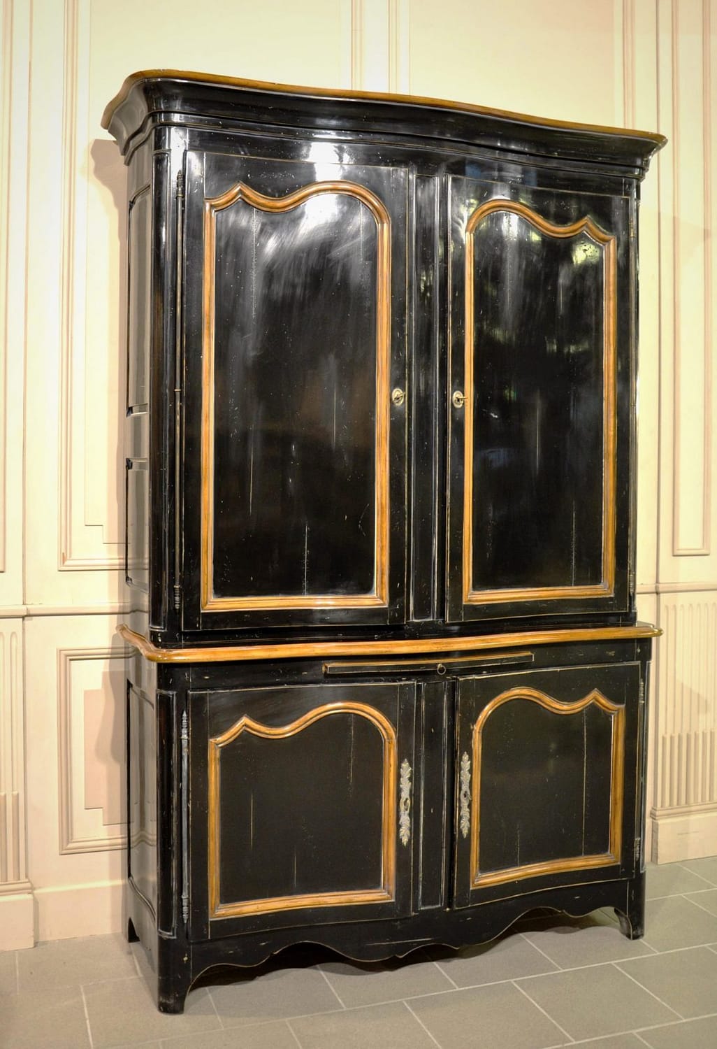 Wooden buffet in a classic style in the kitchen