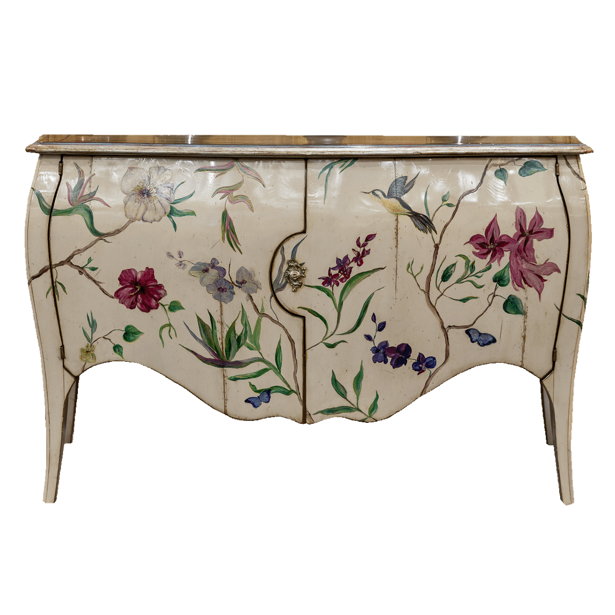 Wooden Louis XV style sideboard with painting