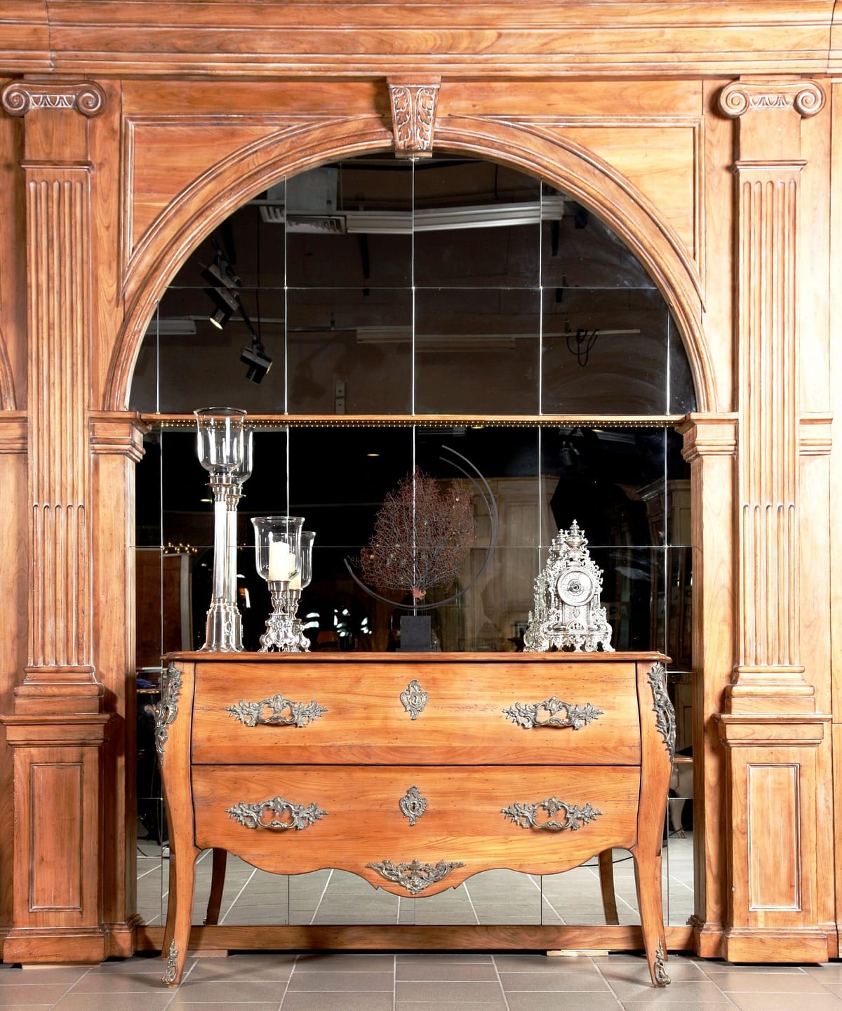 wooden wall panels with Mirrors in French style