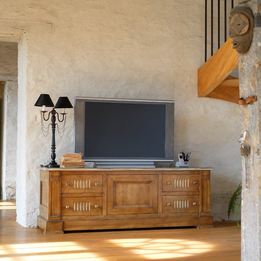 wooden TV cabinet handmade by Yves Fouquet